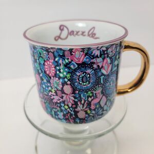 Lilly Pulitzer Mug “Dazzle” Coffee Cup Gold Handle
